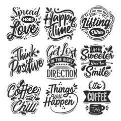 Positive Motivational Quotes with Hand-Drawn Illustrations
