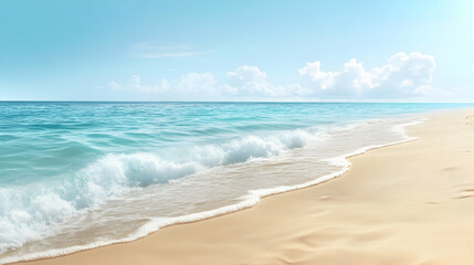 Serene Beach Landscape: Ocean Waves on Sandy Shore