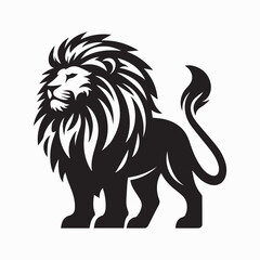 Fototapeta premium black Lion vector, Lion logo vector icon, Lion illustration design, Lion silhouette vector black and white
