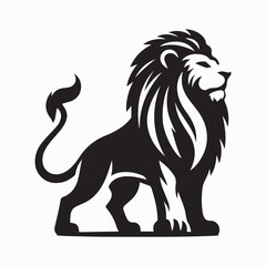 Obraz premium black Lion vector, Lion logo vector icon, Lion illustration design, Lion silhouette vector black and white