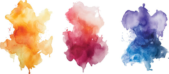 Set of watercolor circles brash multicolored. watercolor on white background. Set of abstract mint green watercolor water splash on a white background. 