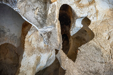 Interior of the large hall of old Karain cave, hidden in Mediterranean region. Confirms human...