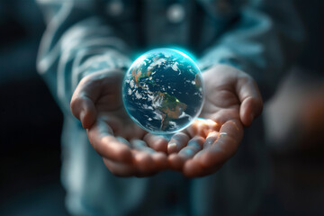 Fototapeta premium earth in hands illustration, version 3