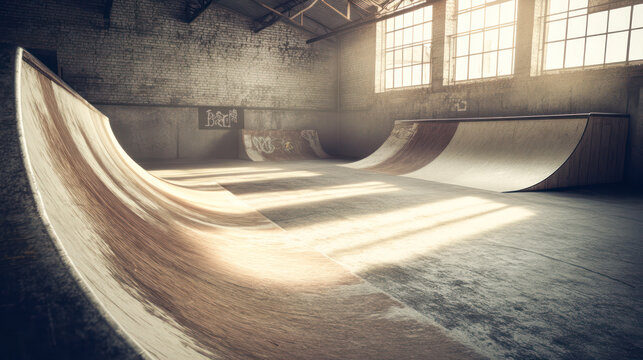 Indoor skate park interior