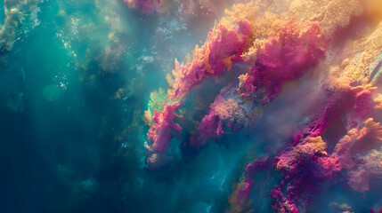 Obraz premium Enchanted Underwater World: Vibrant Coral Reef in Vivid Hues