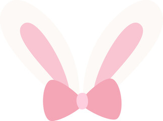 Bunny ears and bow tie flat vector.
Isolated cute cute rabbit ears.
Transparent background.