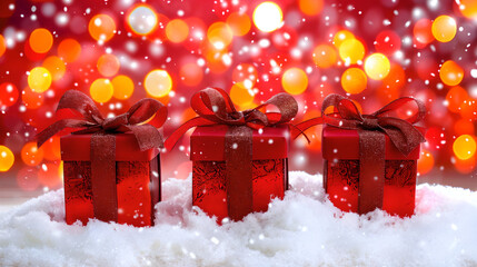 Festive Red Christmas Gift Boxes