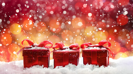 Festive Red Christmas Gift Boxes