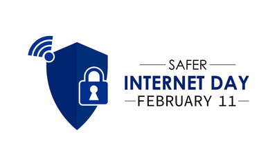 Safer Internet Day Vector illustration Banner background design template. cyber security awareness with Padlock design. vector. Eps 10.