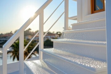 Bright Steps Leading to Scenic View at Sunrise