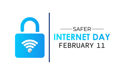 Safer Internet Day Vector illustration Banner background design template. cyber security awareness with Padlock design. vector. Eps 10.
