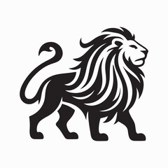 Fototapeta premium black Lion vector, Lion logo vector icon, Lion illustration design, Lion silhouette vector black and white