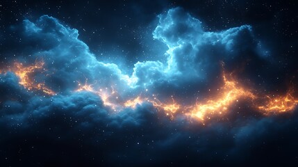 Brilliant nebula in space displaying blue and orange gas clouds wallpaper image