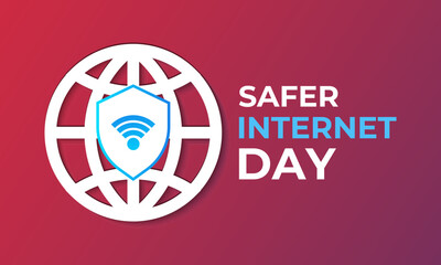 Safer Internet Day Vector illustration Banner background design template. cyber security awareness with Padlock design. vector. Eps 10.