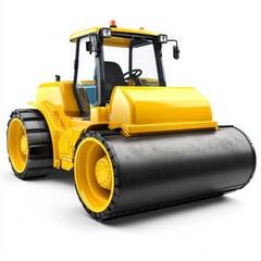 Fototapeta premium Roller Compactor Isolated on White Background: Construction Equipment and Industrial Machinery Concept