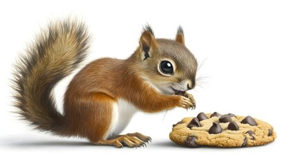 Obraz premium Adorable Little Squirrel with Cookie in Watercolor Style Illustration