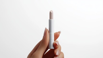 Close-up of Woman's Hand Holding Lip Balm Tube: Cosmetic Product Mockup, Beauty Advertising Concept, Skincare Branding, Personal Care Marketing