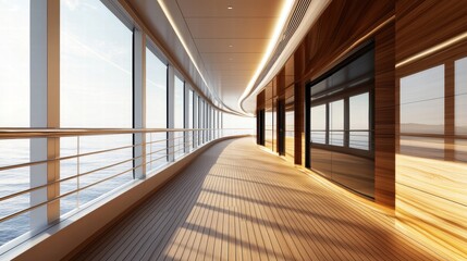 Obraz premium Modern cruise ship interior with panoramic ocean views