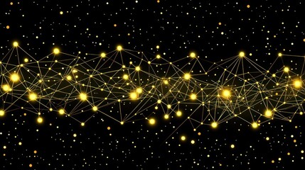 Fototapeta premium Golden Constellation Network: Abstract Digital Art