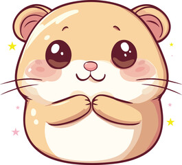 Obraz premium Cute hamster holding the cheek muscot style cartoon vector On white background