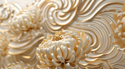 Elegant Golden Floral Art on Flowing Textured Background