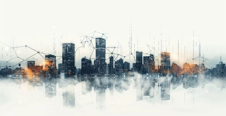 Fototapeta premium Futuristic Cityscape with Digital Connections