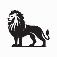 black Lion vector, Lion logo vector icon, Lion illustration design, Lion silhouette vector black and white