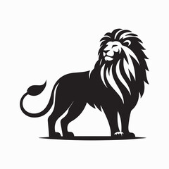 Obraz premium black Lion vector, Lion logo vector icon, Lion illustration design, Lion silhouette vector black and white