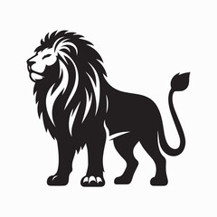 black Lion vector, Lion logo vector icon, Lion illustration design, Lion silhouette vector black and white