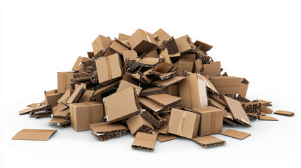 Pile of cardboard boxes isolated on a white background