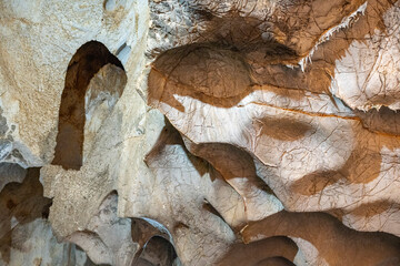 Interior of the large hall of old Karain cave, hidden in Mediterranean region. Confirms human...