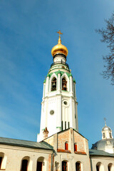 Vologda Kremlin. View of St. Sophia Cathedral and the bell tower from the courtyard.