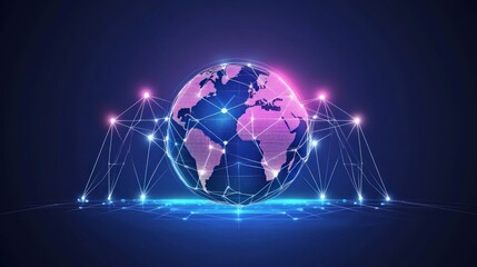 Fototapeta premium Global Network Connection: A Futuristic Visualization of Worldwide Interconnectivity
