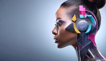 Future Consumer and technology concept: AI-generated art, machine and human creativity fusion.