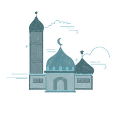 Green mosque illustration art