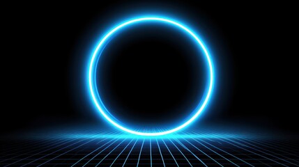 Obraz premium Abstract Neon Circle Glowing in the Dark