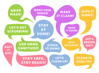 Sanitation Text Bubble Illustration Pack