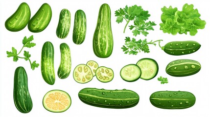 Fresh Green Cucumber Isolated on White Background for Design Projects