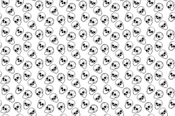 A pile of skulls human skulls with many shaped background tattoo hand drawing vectors art lines