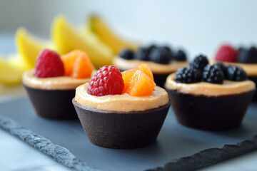 Assorted Fruit Tartlets with Strawberries and Blackberries