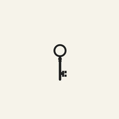 black vintage key vector illustration isolated on white background.
