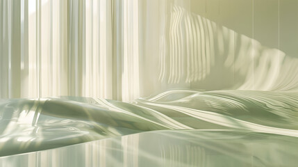 Minimalist Serenity: Glass Spheres and Drapes in Soft Light