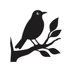 Elegant Nightingale Silhouette Vector Illustration | Bird Design