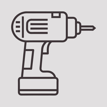 recommend clip art: Drill machine line art icon