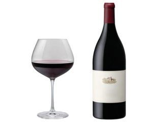 Burgundy Bottle (Pinot Noir, Chardonnay) - Glass Burgundy Glass (Round, wide bowl to let the wine's complexity develop).