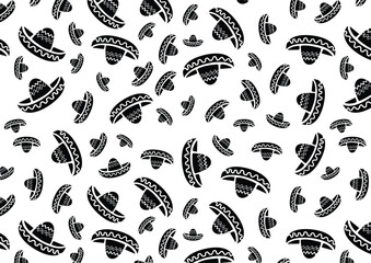 Mexican Hat Seamless Pattern Line Art Vector Illustration. Mexican Hat Background 09