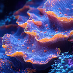 A close-up view of a coral reef with intricate