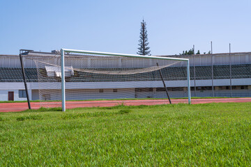 Fototapeta premium Outdoor sports Green turf football field goal