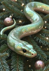 Fototapeta premium snake in the christmas tree