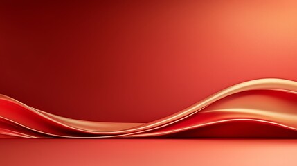Abstract red and gold wave pattern on a smooth gradient background, perfect for modern design projects and artistic presentations.